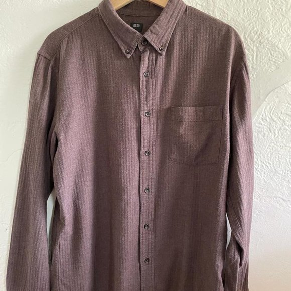 Brown Houndstooth flannel Uniqlo Button Down Shirt - Picture 1 of 2